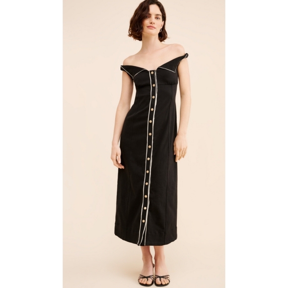 Free People Dresses & Skirts - NWT Free Peop Linnea Midi Dress Size XSmall In Black Combo